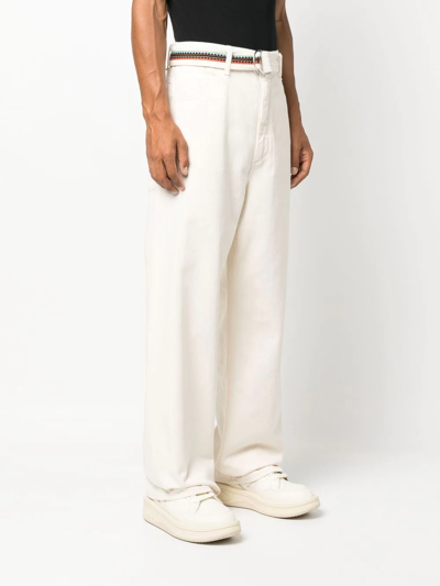 Marcelo Burlon County Of Milan Cross-embroidered Belted Trousers In White