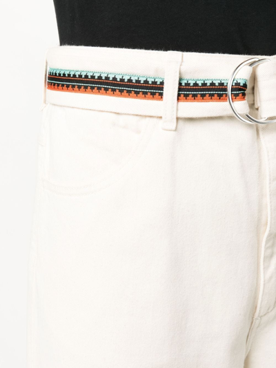 Marcelo Burlon County Of Milan Cross-embroidered Belted Trousers In White