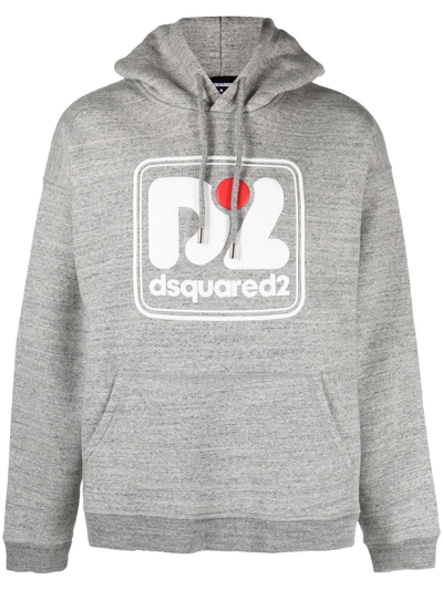 Shop Dsquared2 Logo-print Cotton Hoodie In Grau