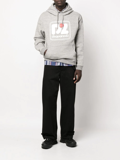 Shop Dsquared2 Logo-print Cotton Hoodie In Grau