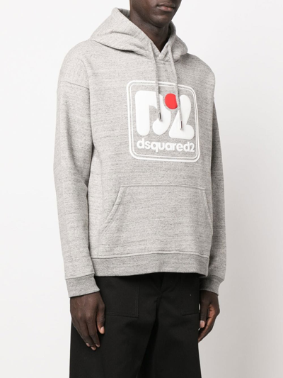 Shop Dsquared2 Logo-print Cotton Hoodie In Grau