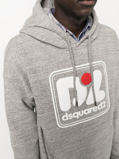 Shop Dsquared2 Logo-print Cotton Hoodie In Grau