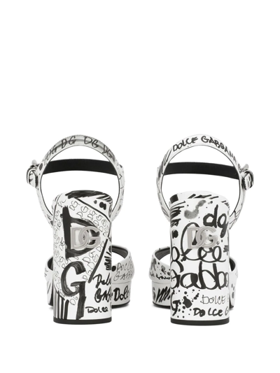 Shop Dolce & Gabbana Graphic-print Platform Sandals In White