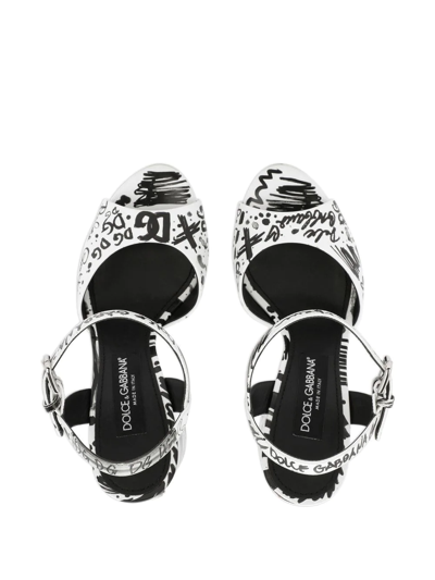 Shop Dolce & Gabbana Graphic-print Platform Sandals In White
