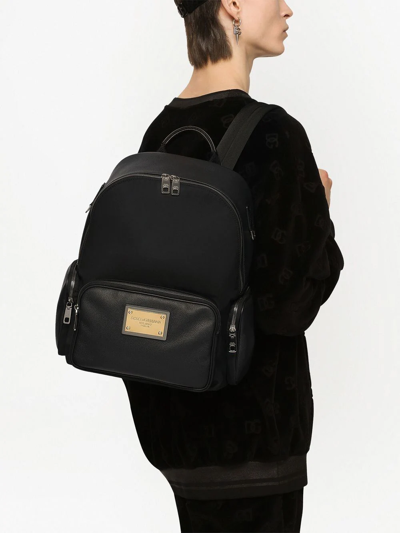 Shop Dolce & Gabbana Multi-pocket Logo-plaque Backpack In Black