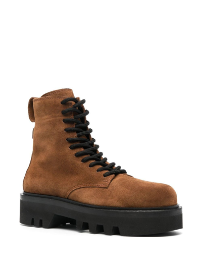 Shop Furla Chunky-sole Suede Combat Boots In Braun