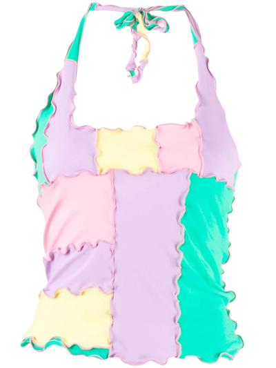 Sherris Colour-block Halterneck Top In Mehrfarbig