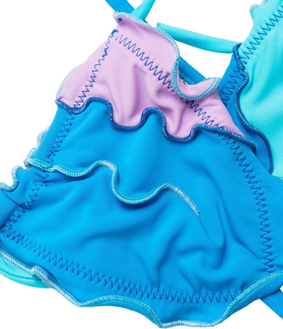 Sherris Ruffle-trim Triangle Bikini In Blau