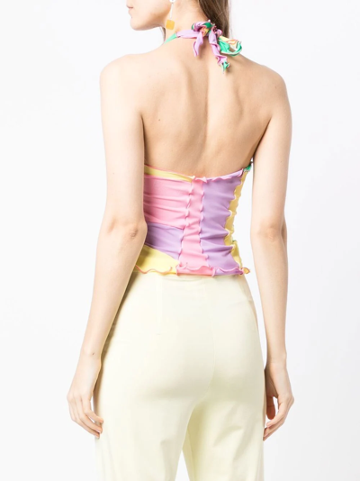 Sherris Colour-block Halterneck Top In Mehrfarbig
