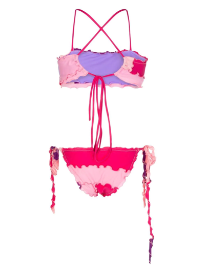 Sherris Ruffle Pink Panelled Bikini In Pink