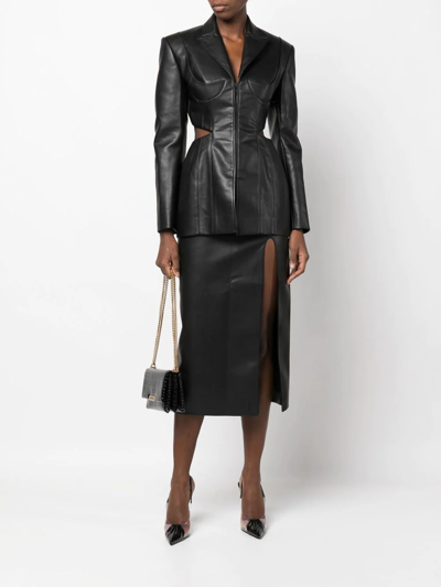 Shop Aleksandre Akhalkatsishvili Front Slit Faux Leather Skirt In Black