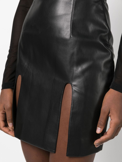 Shop Aleksandre Akhalkatsishvili Cut-out Faux-leather Mini Skirt In Schwarz