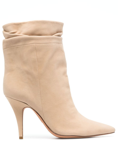 Shop Alexandre Birman Gathered Leather Boots In Nude