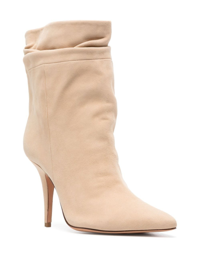 Shop Alexandre Birman Gathered Leather Boots In Nude