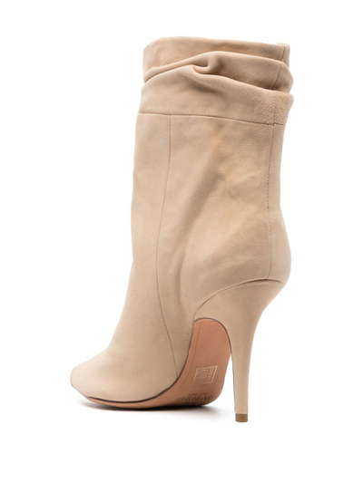 Shop Alexandre Birman Gathered Leather Boots In Nude