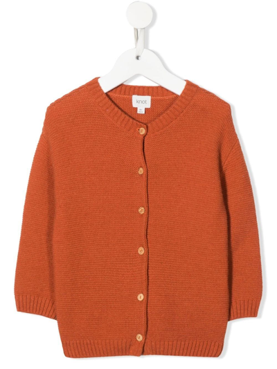 Shop Knot Marselle Knitted Cardigan In Orange