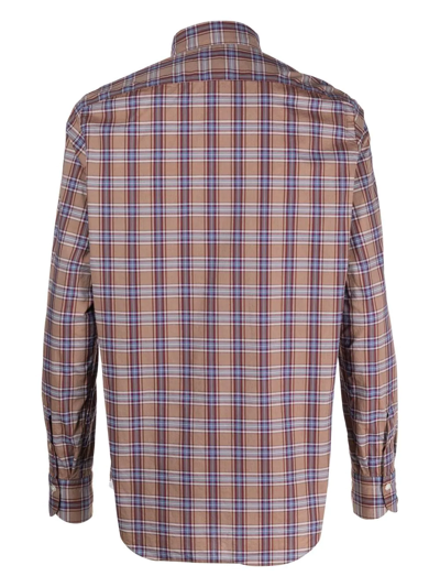 Shop Finamore 1925 Napoli Check-pattern Button-up Shirt In Braun