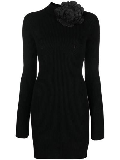 Shop Blumarine Cut-out Wool Mini Dress In Schwarz