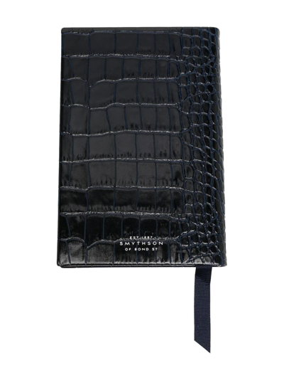 Shop Smythson Crocodile-effect Leather Notebook In Schwarz