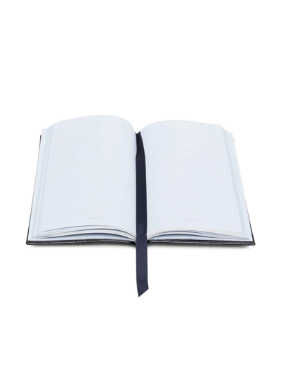 Smythson Crocodile-effect Leather Notebook In Schwarz
