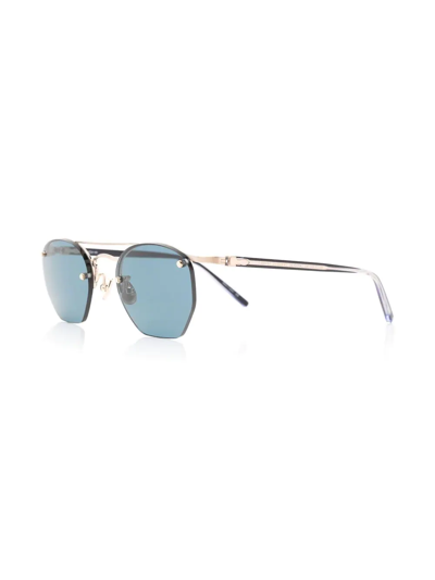 Shop Matsuda Rimless Blue-tinted Sunglasses In Blau