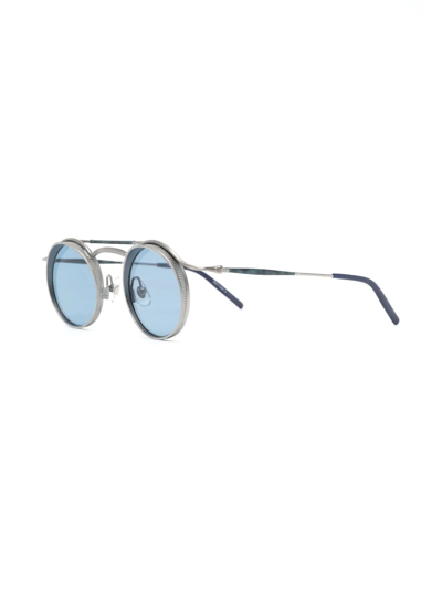 Matsuda Round-frame Titanium And Acetate Sunglasses In Silber