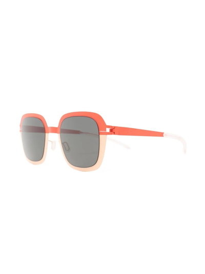 Shop Mykita Two-tone Round-frame Sunglasses In Orange