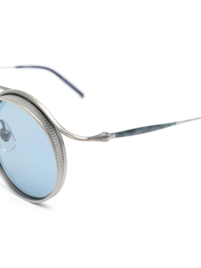 Matsuda Round-frame Titanium And Acetate Sunglasses In Silber