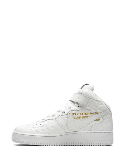 Nike X Louis Vuitton Air Force 1 Mid Sneakers In White