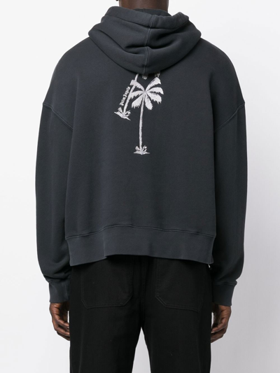 Shop Palm Angels Graphic-print Cotton Hoodie In Black