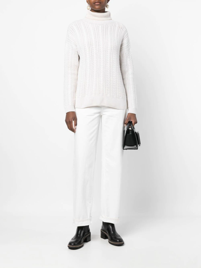 Eleventy Ribbed-knit Roll-neck Jumper In White