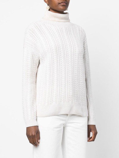 Eleventy Ribbed-knit Roll-neck Jumper In White