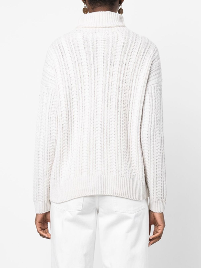 Eleventy Ribbed-knit Roll-neck Jumper In White