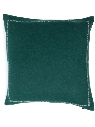 Shop Kvadrat X Raf Simons Logo-border Virgin Wool Cushion In Green