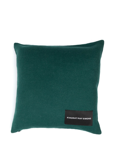 Shop Kvadrat X Raf Simons Logo-border Virgin Wool Cushion In Green