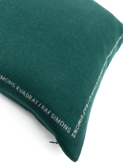 Shop Kvadrat X Raf Simons Logo-border Virgin Wool Cushion In Green