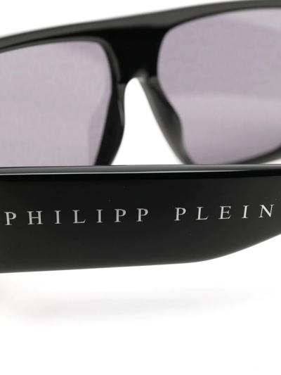 Shop Philipp Plein Eyewear Oversized-wrap-around Sunglasses In Black