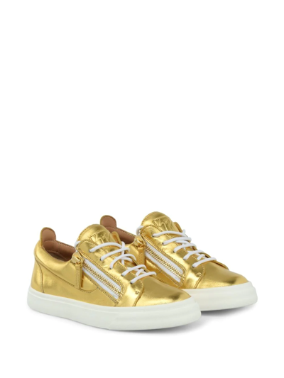 Shop Giuseppe Zanotti Nicki Metallic Lace-up Sneakers In Gold