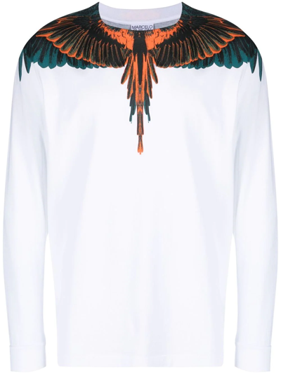 Shop Marcelo Burlon County Of Milan Icon Wings Long-sleeve T-shirt In Weiss