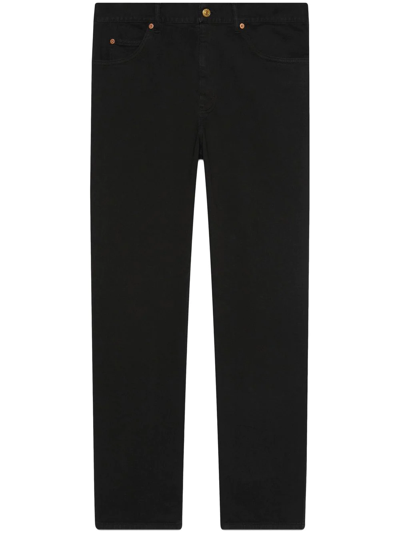 Shop Gucci Mid-rise Straight-leg Jeans In Black