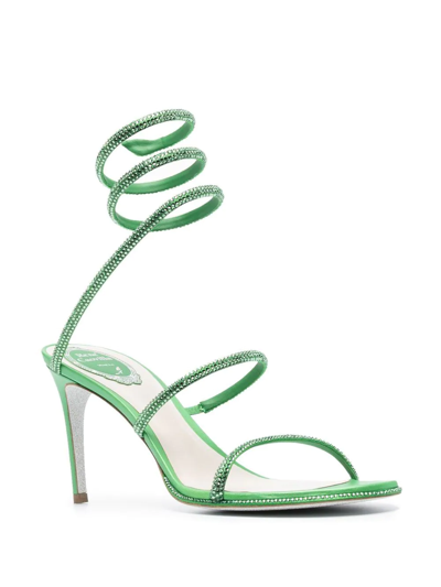 Shop René Caovilla Crystal-embellished Strap-detail Sandals In Grün