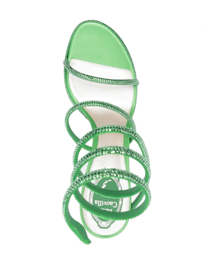 Shop René Caovilla Crystal-embellished Strap-detail Sandals In Grün