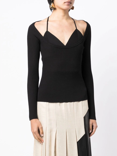 Jonathan Simkhai Core Jayline Layered Top In Black