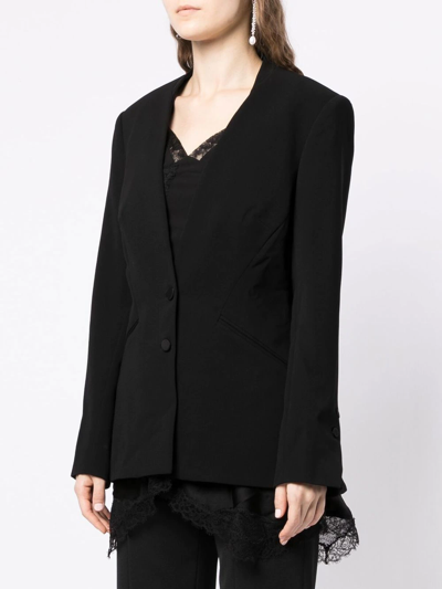 Jonathan Simkhai Tulle-detail Single-breasted Blazer In Schwarz
