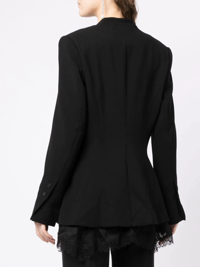 Jonathan Simkhai Tulle-detail Single-breasted Blazer In Schwarz