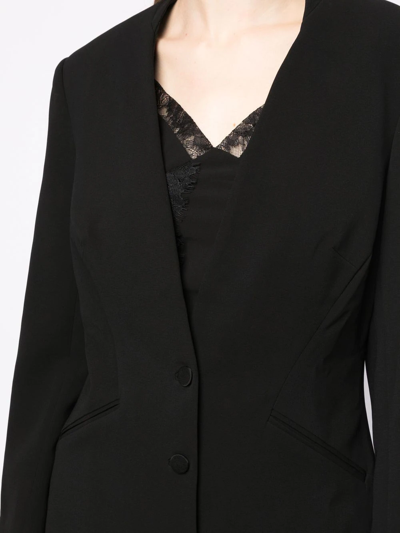 Jonathan Simkhai Tulle-detail Single-breasted Blazer In Schwarz