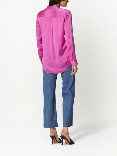 Shop Equipment Signature Silk Long-sleeve Shirt In Rosa