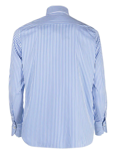 Shop Finamore 1925 Napoli Striped Cotton Shirt In Blau