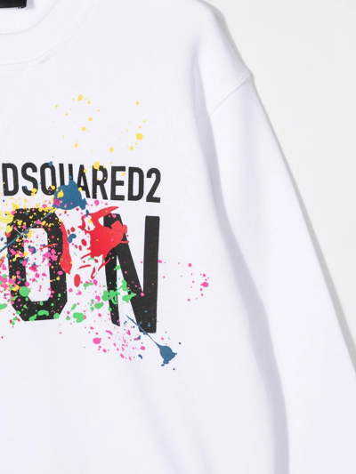 Shop Dsquared2 Icon Paint-splatter Sweatshirt In Weiss