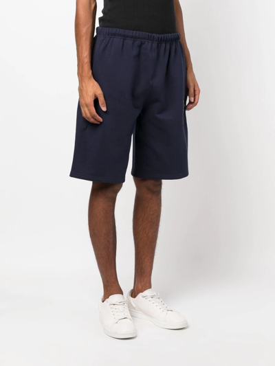 Shop Kenzo Logo-embroidered Cotton Bermuda Shorts In Blau